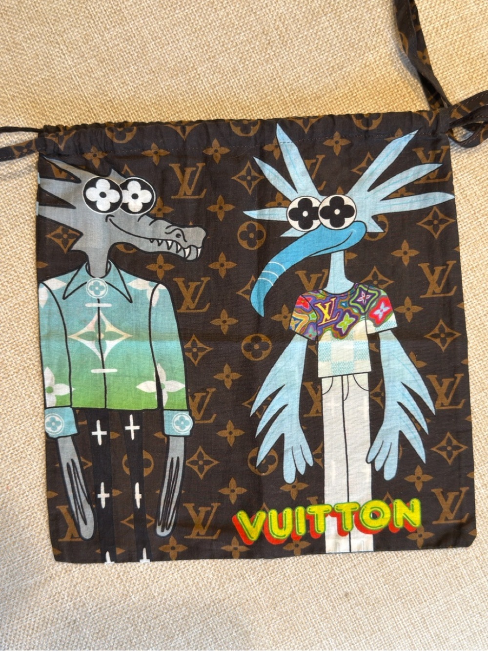 Louis Vuitton Monogram FRIENDS Drawstring Pouch Dust Tote Carry Bag - Picture 2 of 6